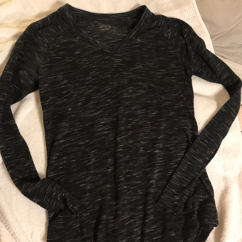 BCG Heathered Black and White Long Sleeve